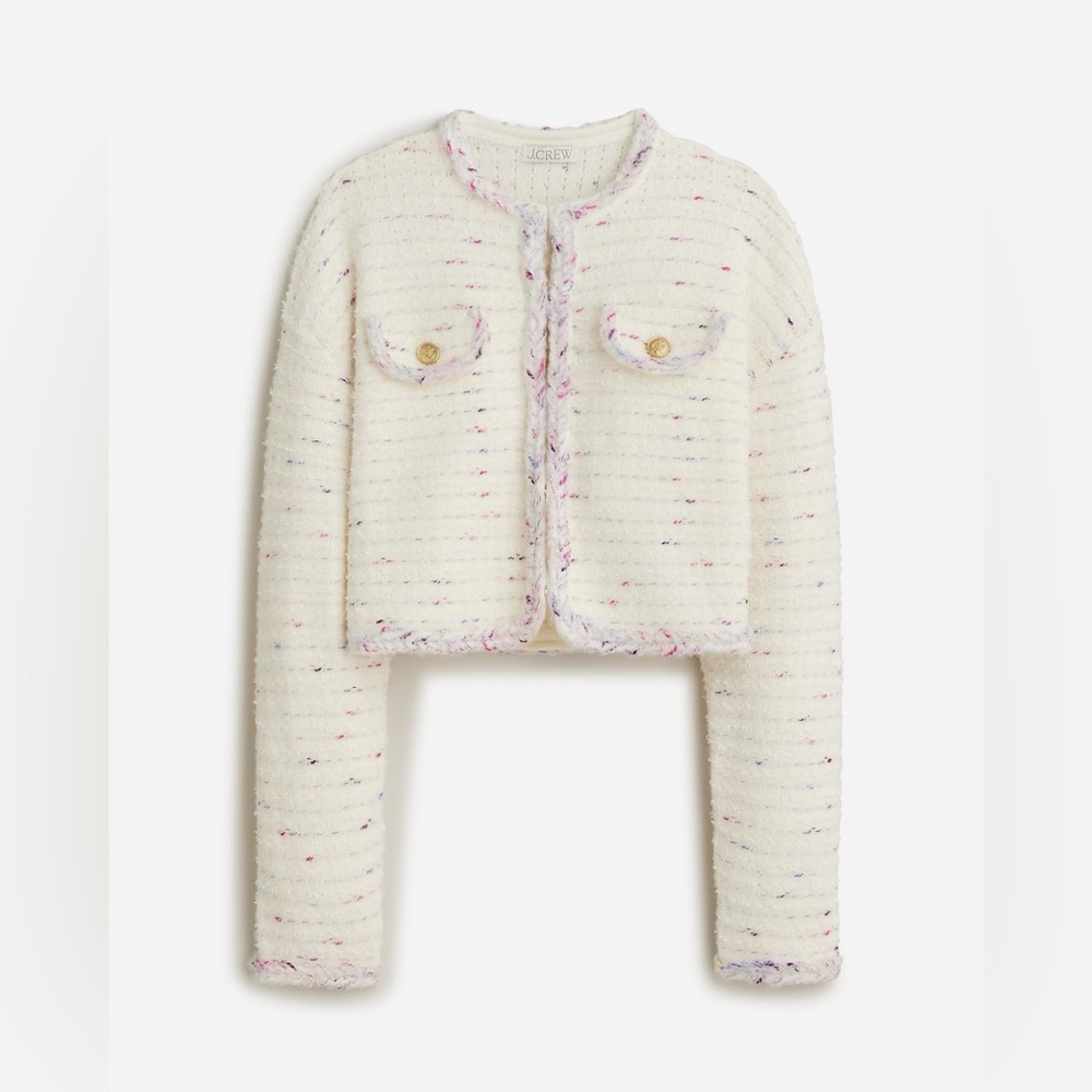 J.Crew Cropped lady jacket in marled yarn BV394